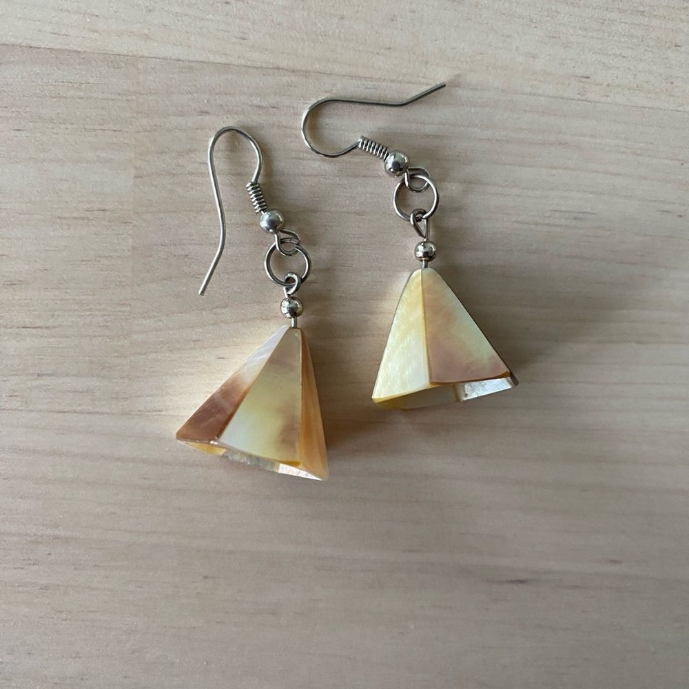 Mother-Of-Pearl Hexagonal Pyramid Earrings